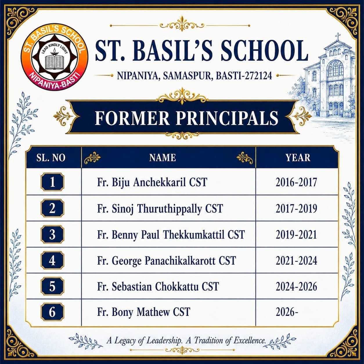 Former Principals of St. Basil's School